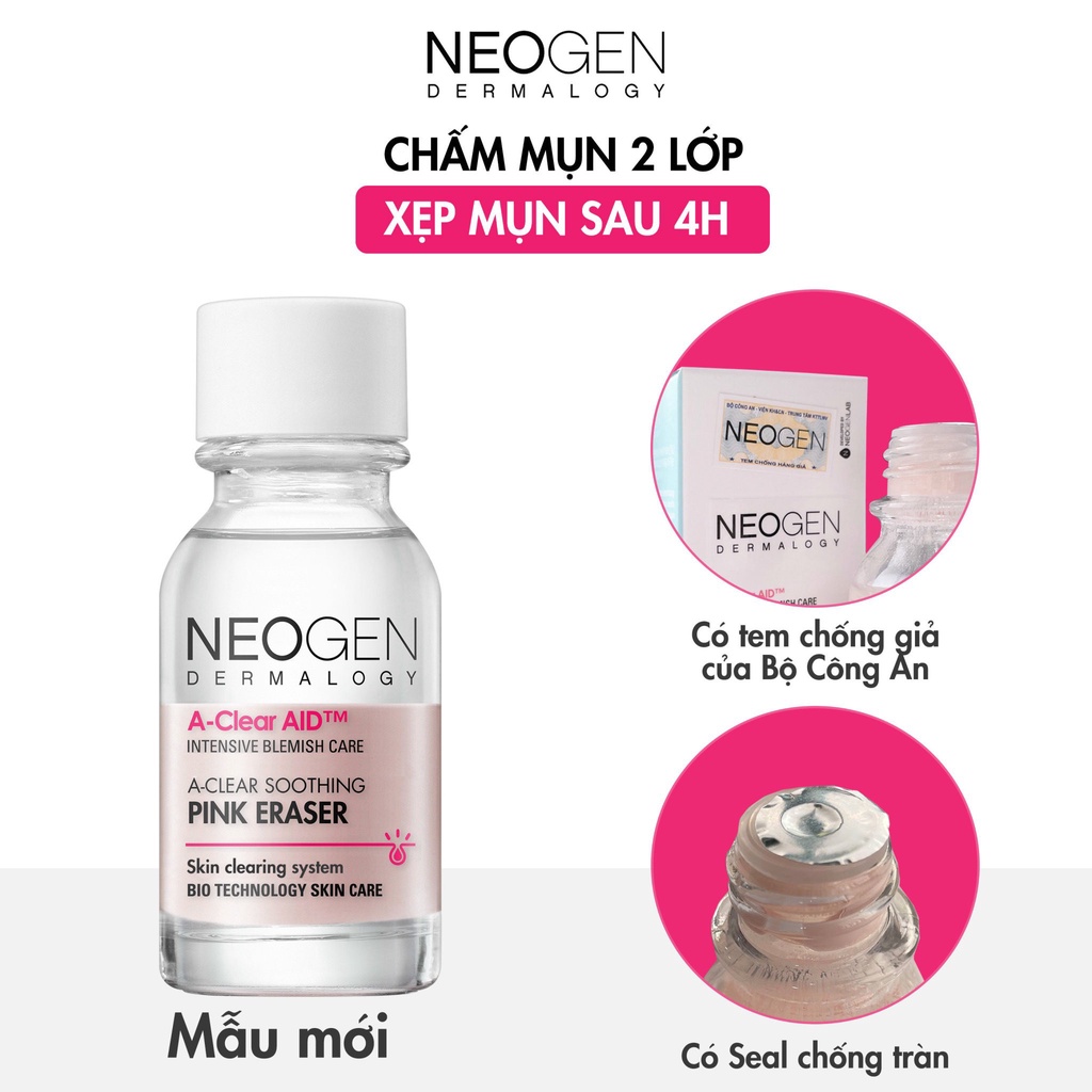 Chấm Mụn Neogen A-clear Soothing Pink Eraser 15ml Xẹp Mụn Giảm Xưng Đỏ Không Gây Kích Ứng [NHẬP KHẨU CHÍNH HÃNG]