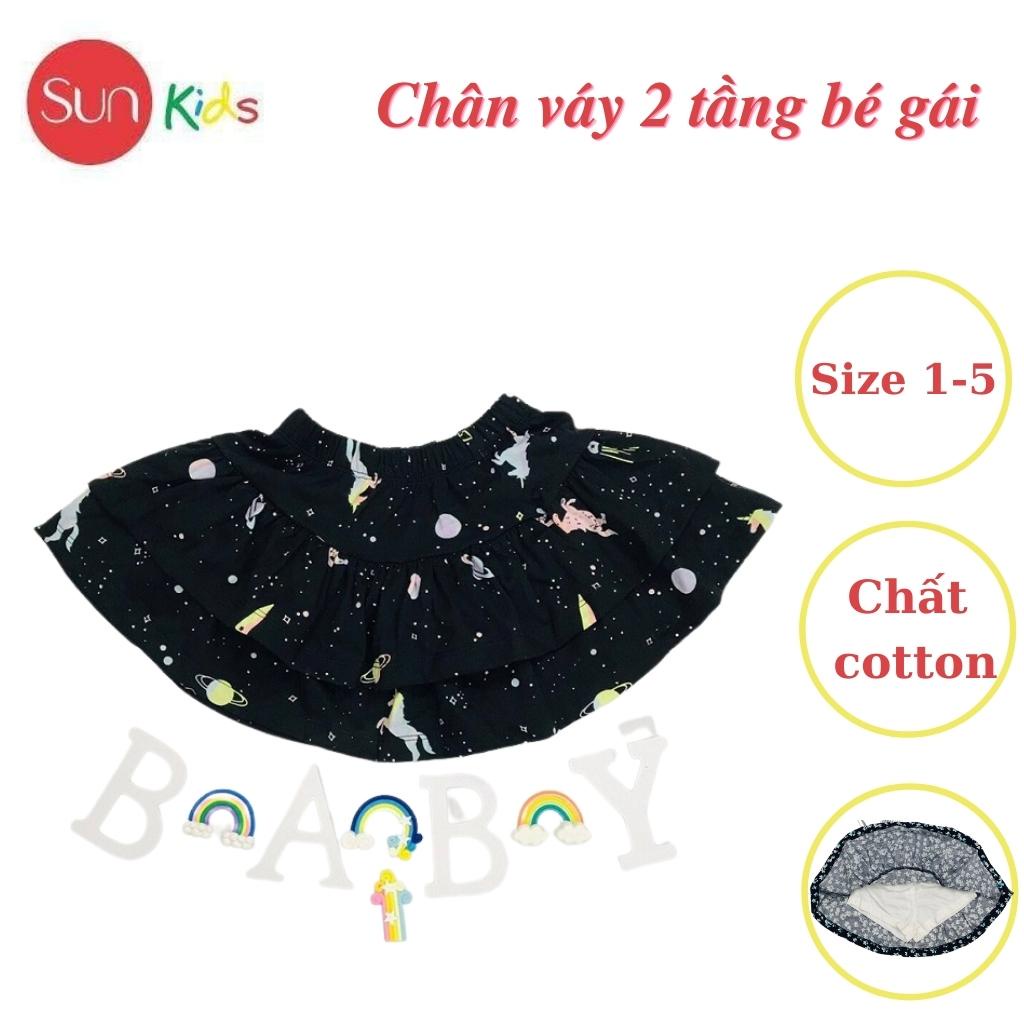 Chân váy cho bé, đầm bé gái 2 tầng, chất cotton, có quần đùi trong, size 1-5 - SUNKIDS