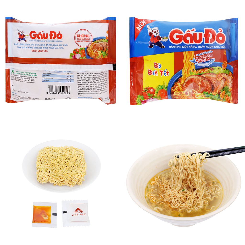 THÙNG MÌ ĂN LIỀN GẤU ĐỎ ĐỦ VỊ 30 GÓI x 63G | BigBuy360 - bigbuy360.vn