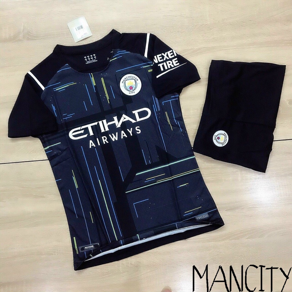 Bộ quần áo CLB bóng đá Mancity đen 2021-2022 hàng đẹp