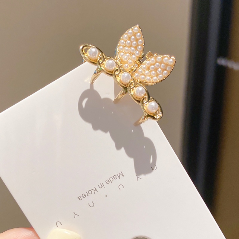 Kẹp Tóc Kim Loại Hình Tai Thỏ Đính Ngọc Trai Giả Thời Trang Hàn Quốc