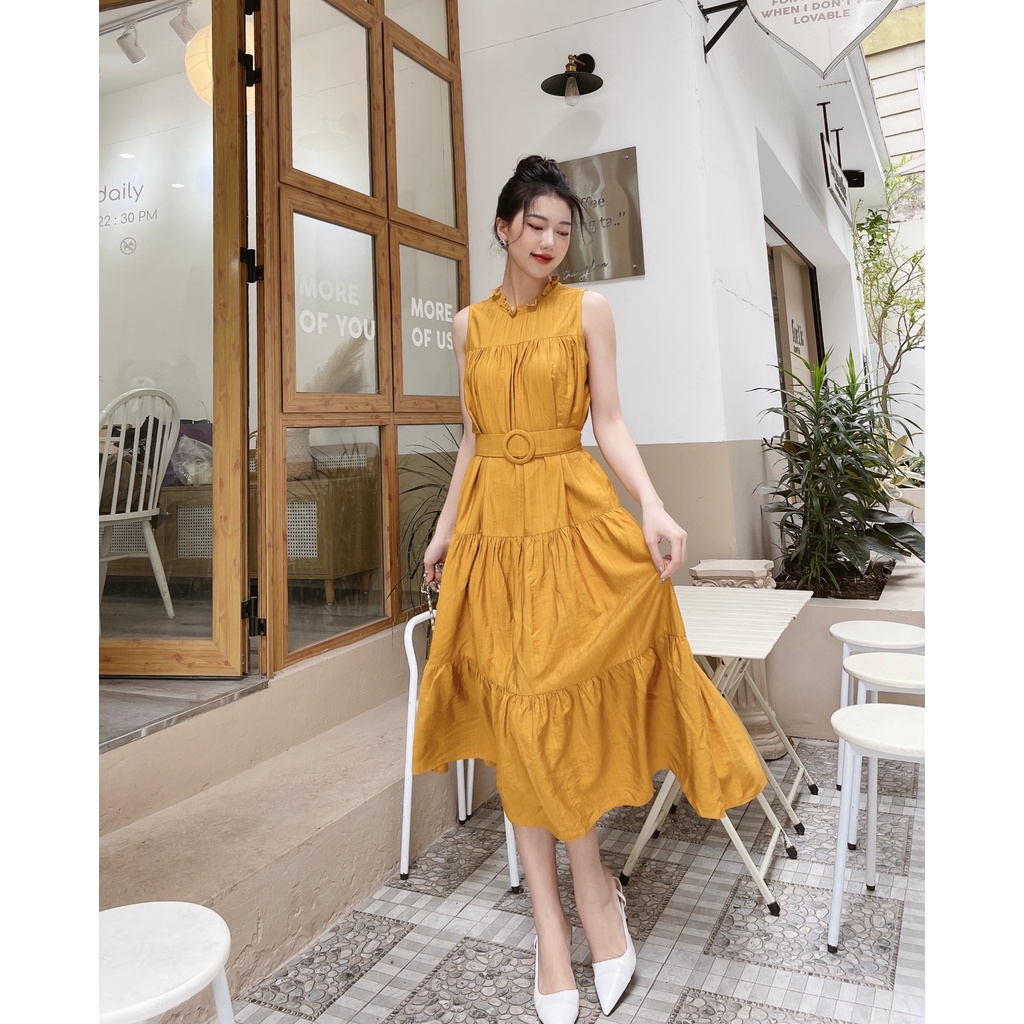 Oyster and Snail - Váy, dạo phố, đi biển -  Lala Dress dáng dài, suông xòe, kèm đai thắt eo - 0387