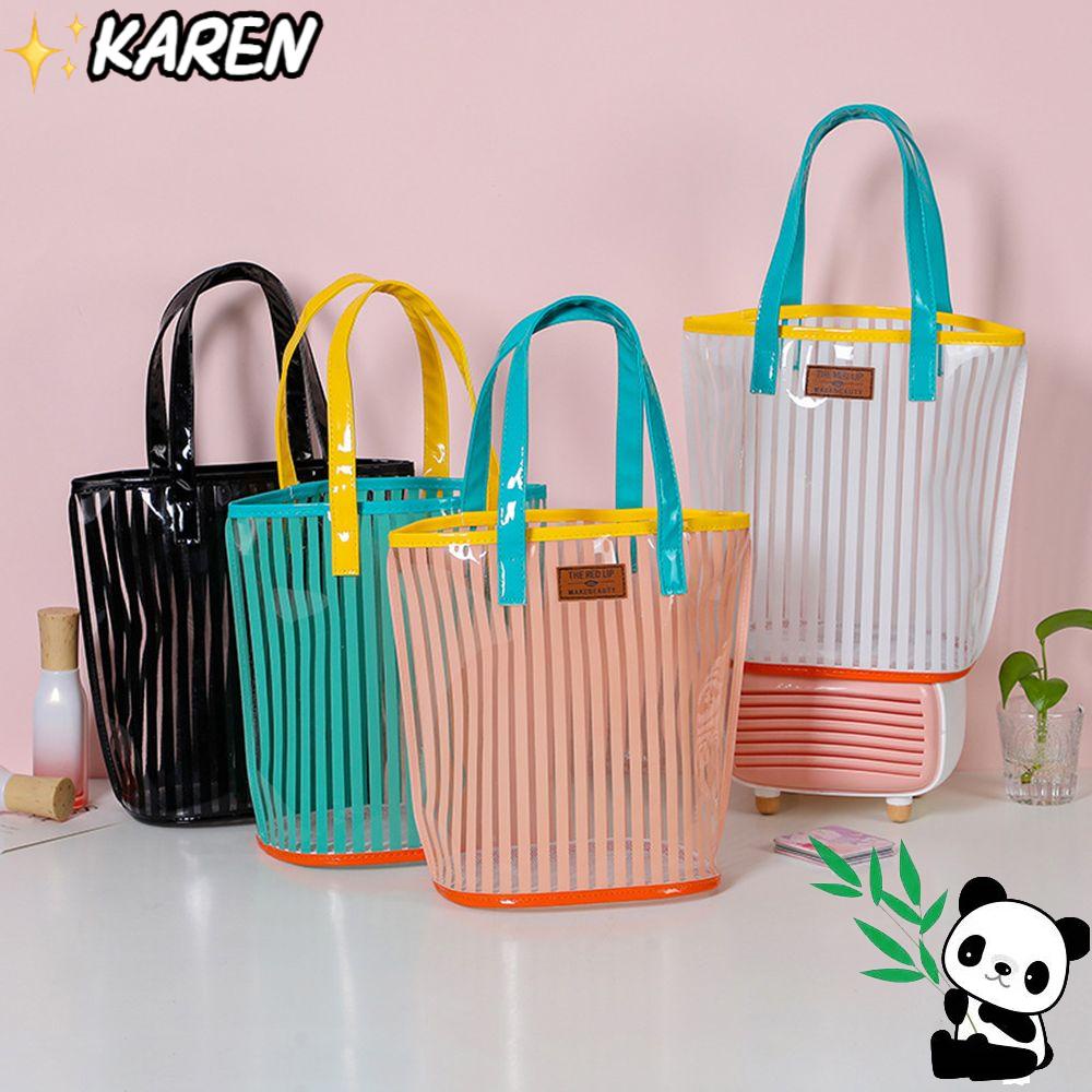 ❀Karen❀ Túi Xách Trong Suốt Chống Thấm Nước Sức Chứa Lớn Tiện Dụng