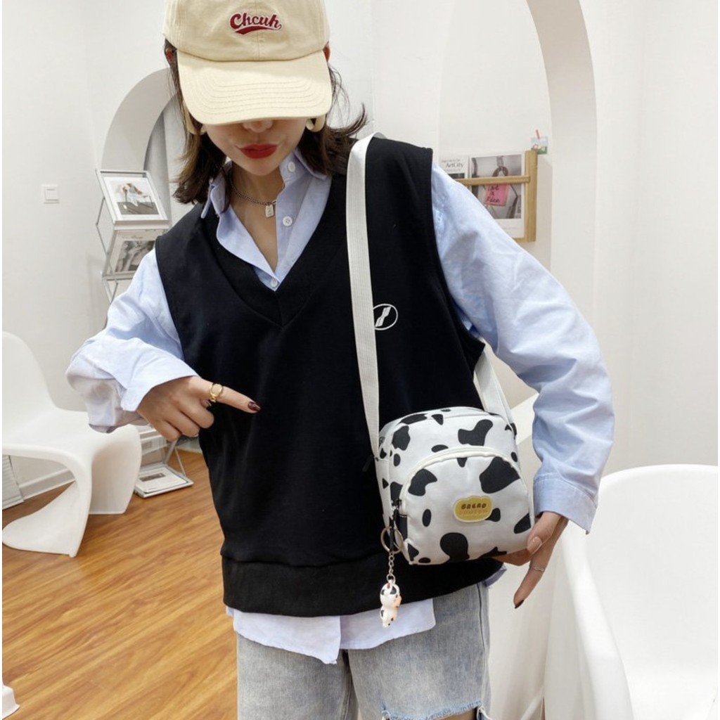 Túi đeo chéo Bò Sữa ulzzang mini bag phong cách Hàn Quốc Không bao gồm gấu bông