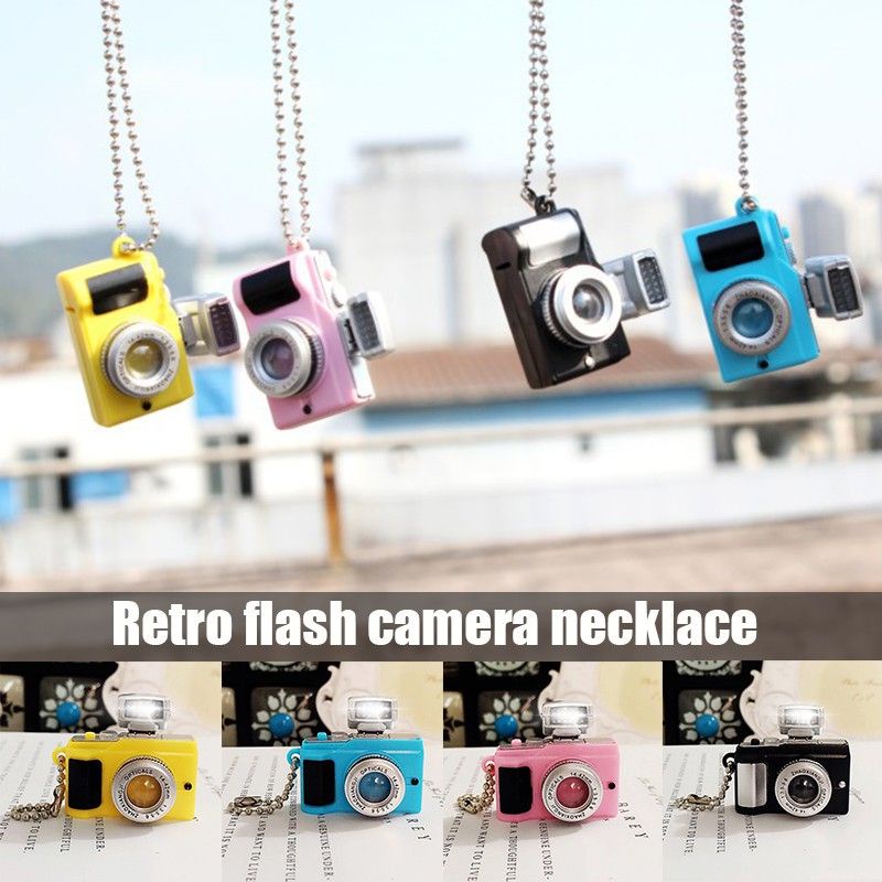 Vòng cổ, dây chuyền, móc khóa, móc treo hình máy ảnh có đèn led và âm thanh
