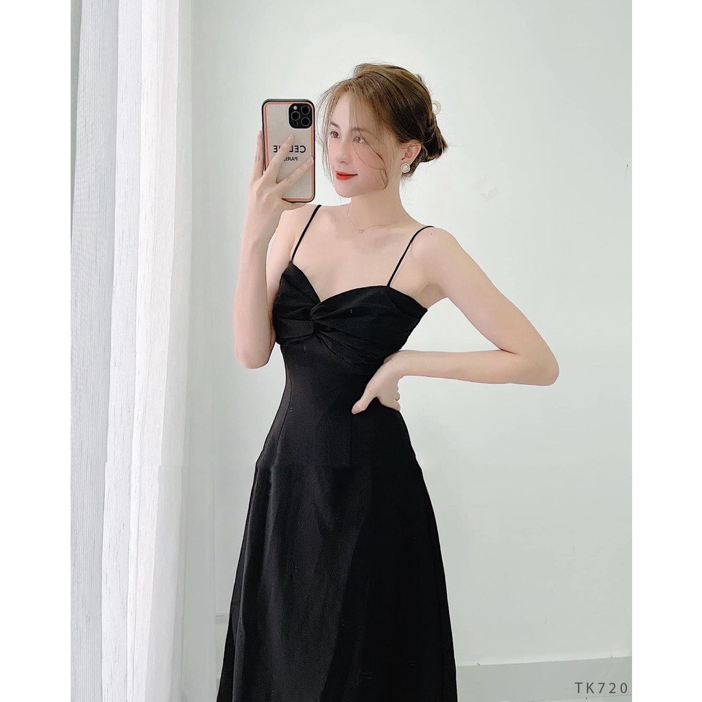 Đầm maxi hai dây dáng xòe dài xoắn ngực xinh xắn - Tina Dress