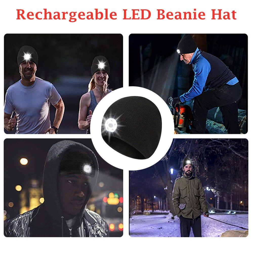 Mũ Dệt Kim Giữ Ấm Tích Hợp Đèn LED Sạc USB Tiện Lợi Dành Cho Câu Cá Vào Ban Đêm