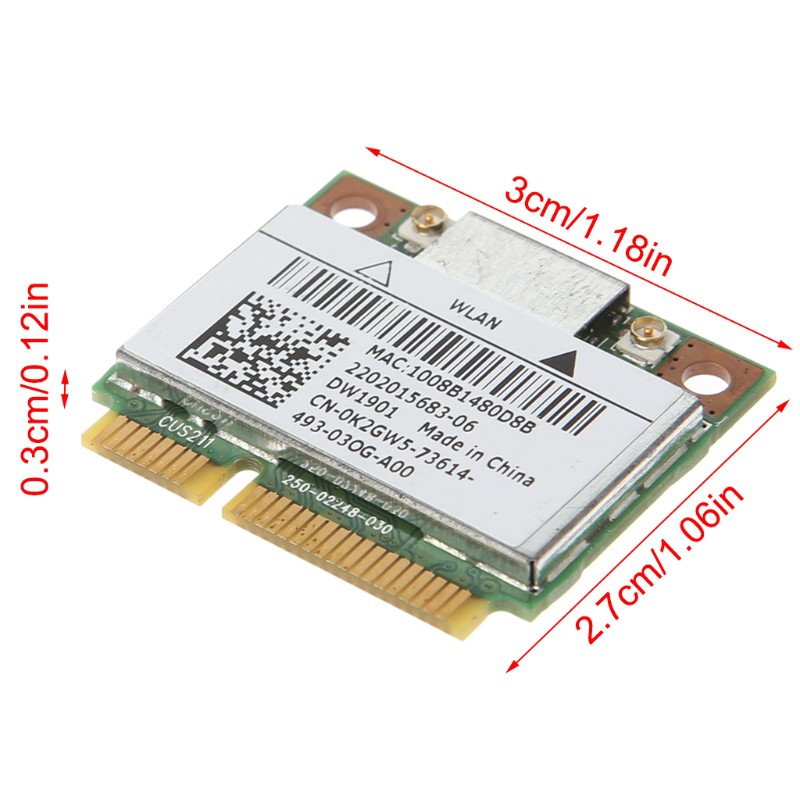 Card không dây mini PCI-E wifi bluetooth 4.0 dành cho DELL DW1901 AR5B22
