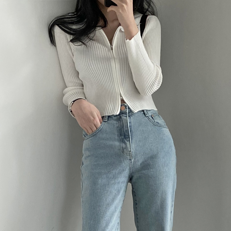 Áo Khoác Len Dài Tay Có Khóa Kéo Gợi Cảm Cho Nữ 41303