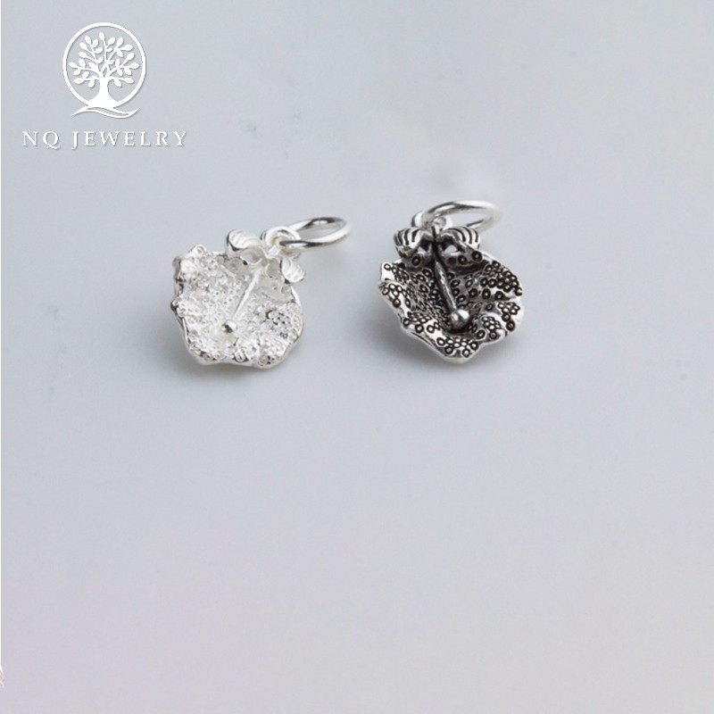 Charm bạc hình lá có nhụy treo - NQ Jewelry