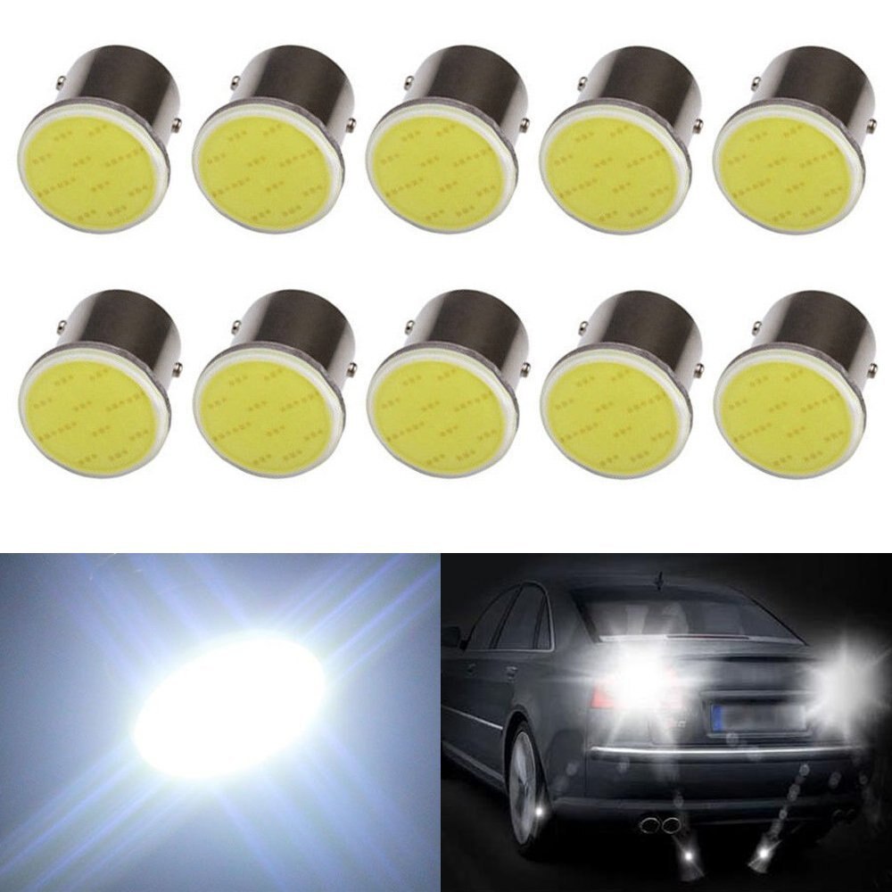 Bộ 10 Đèn Led Tín Hiệu 12V 24V 1156 BA15S P21W 1157 Bay15d P21 / 5w COB 12 SMD Cho Xe Hơi