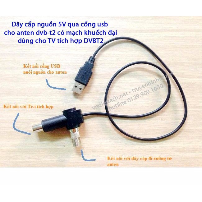 Combo Anten Dvb T2 có mạch khuếch đại và Dây cấp nguồn cho Anten