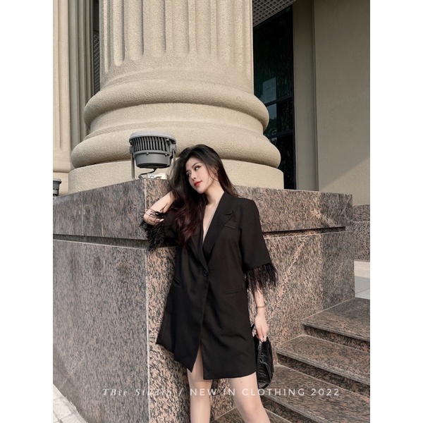 THUYBIESHOP | váy vest tay lông - lya dress