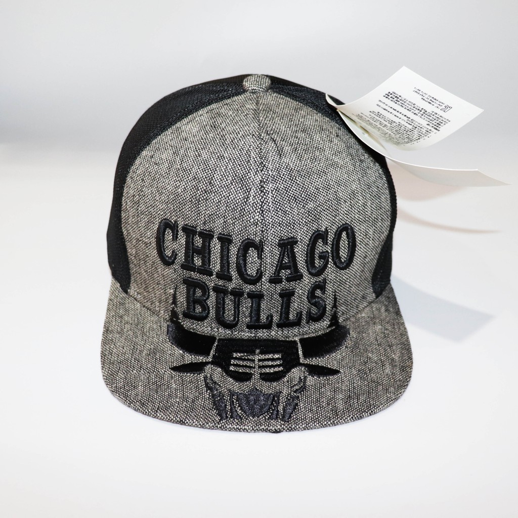 Nón Snapback Mũ Snapback Bulls Chicago Xám Lưới Đen 2021.