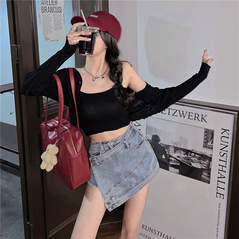 Chân váy jeans, chân váy nữ đắp chéo chất jeans cao cấp size S M L SKUCV-07A