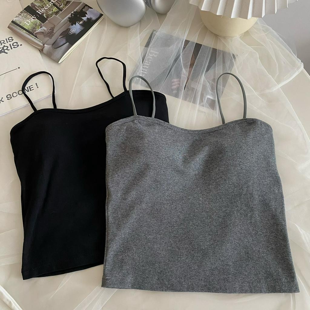 Cocory vn Áo Hai Dây Có Mút Đệm Ngực Thời Trang Mùa Hè Phong Cách Hàn Quốc Cho Nữ