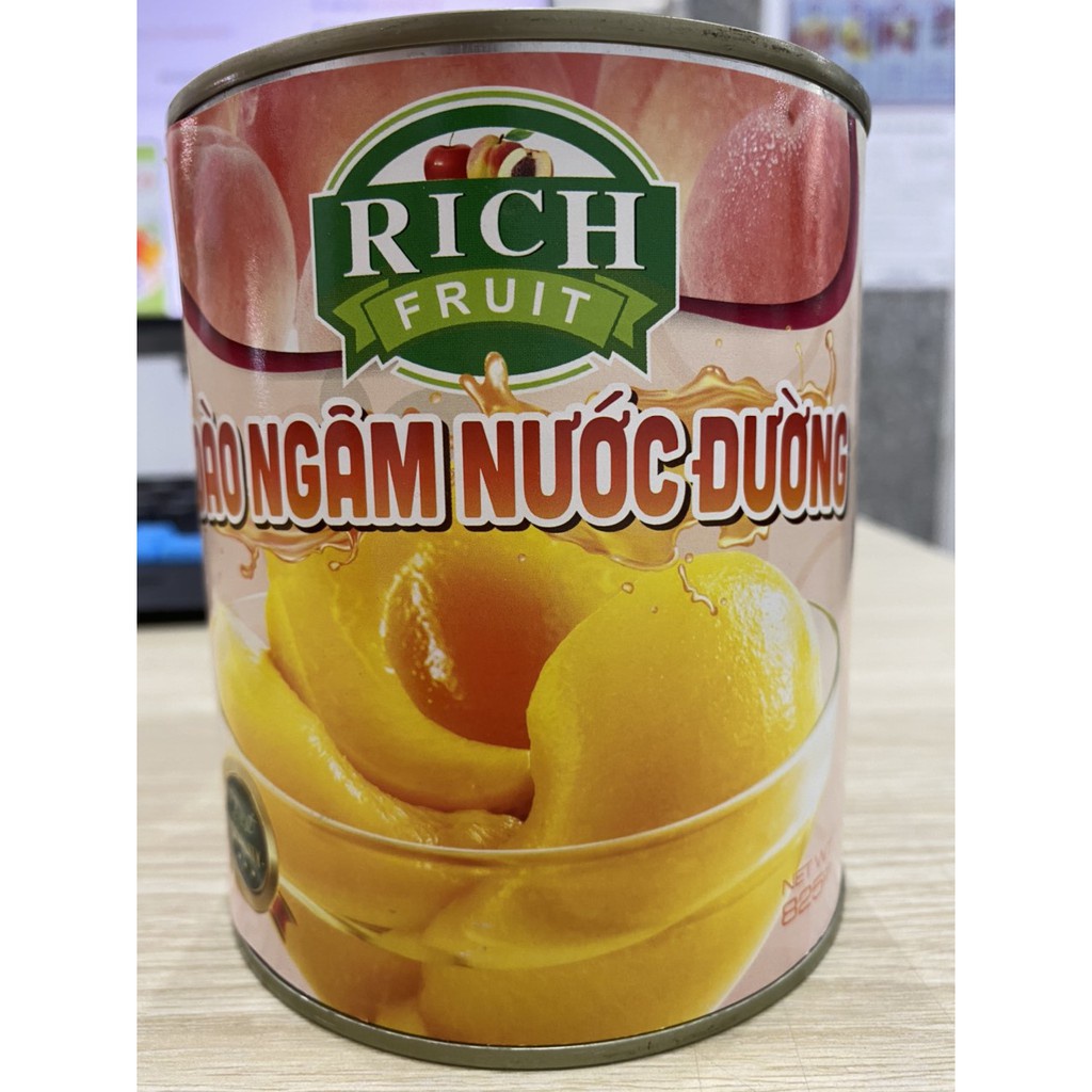 Đào ngâm nước đường RICH fruit (lon 820g)