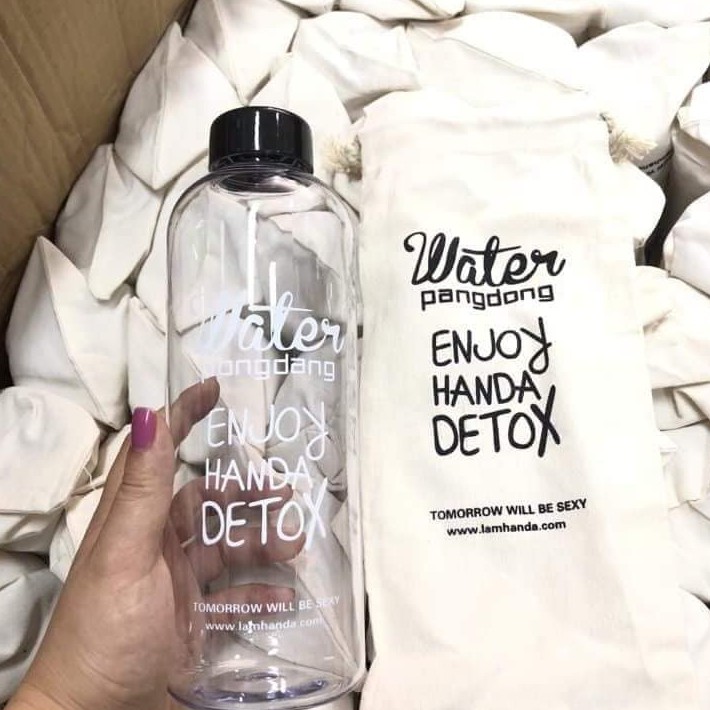 BÌNH NƯỚC DETOX 1000ml KÈM TÚI VẢI ĐỰNG NƯỚC,SINH TỐ, DETOX HOA QUẢ TẬP GYM, YOGA ĐI LÀM ĐI CHƠI TIỆN DỤNG-giadungsieure