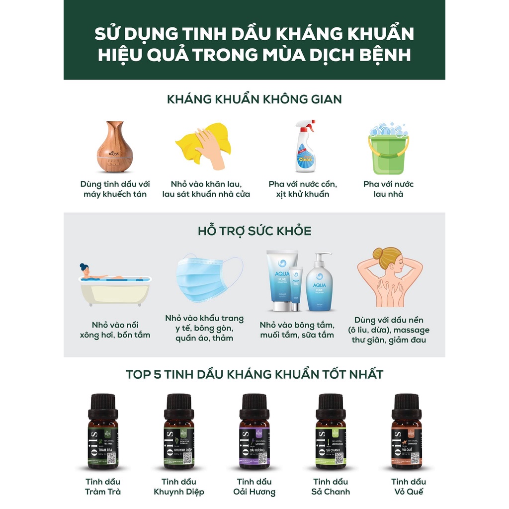 COMBO AN KHANG Ha Eva cao cấp, giúp khử mùi, diệt khuẩn, giải cảm, giảm stress, ngủ ngon, tạo hương thơm