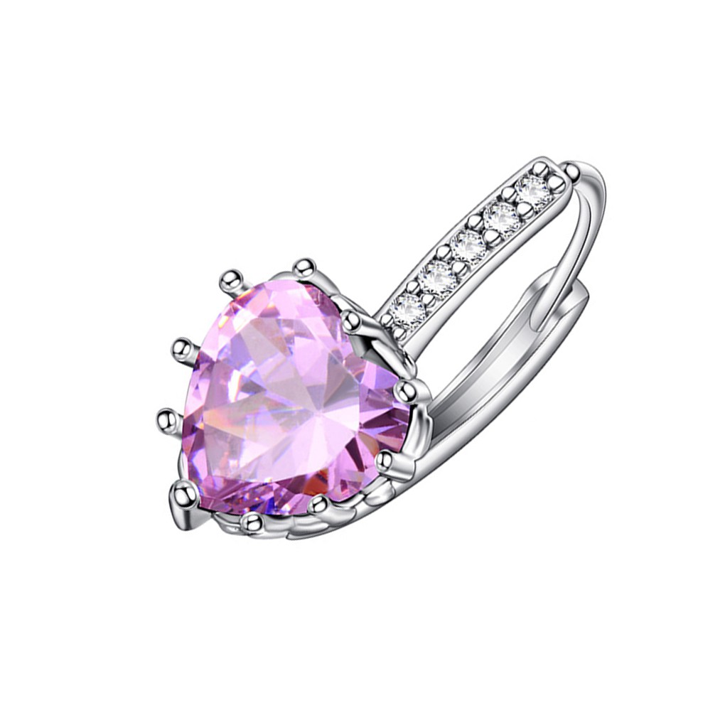 1 Đôi Khuyên Tai Đính Đá Hình Trái Tim Phong Cách Vintage