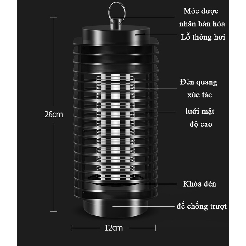 Đèn Bắt Muỗi Công Nghiệp Đèn Máy Bắt Muỗi Không Độc Hại LED 11W Công Suất Cao Ánh Sáng Tím 365 Nano Wave Thu Hút