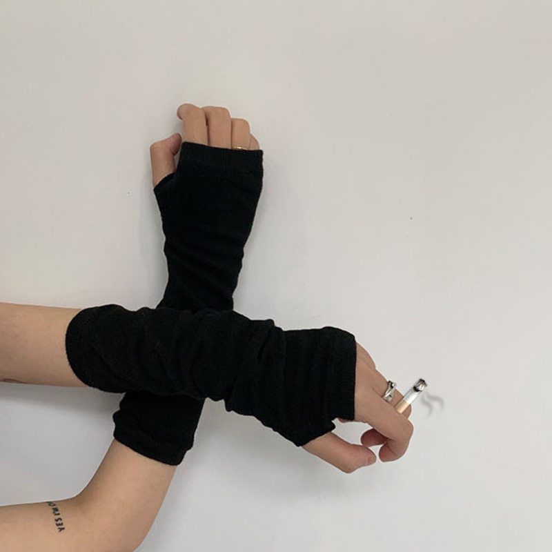 Găng tay ninja hở ngón thời trang màu đen phong cách cá tính