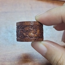 Nhẫn rồng cuộn _ gỗ trắc, sừng trâu