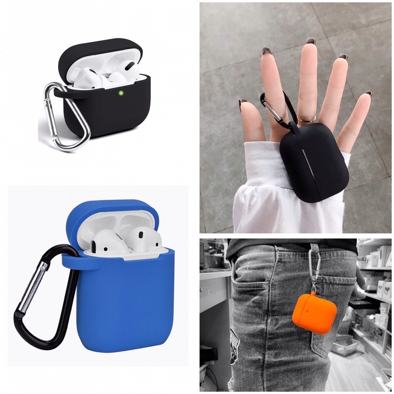 Case airpod | case airpod 2 | case airpod pro loại có móc treo, chất silicon nhiều màu chống va đập