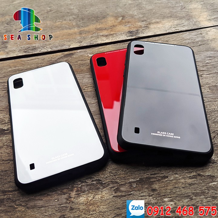 Ốp lưng Samsung Galaxy A10 viền dẻo chống sốc - Mặt lưng bằng kính cường lực
