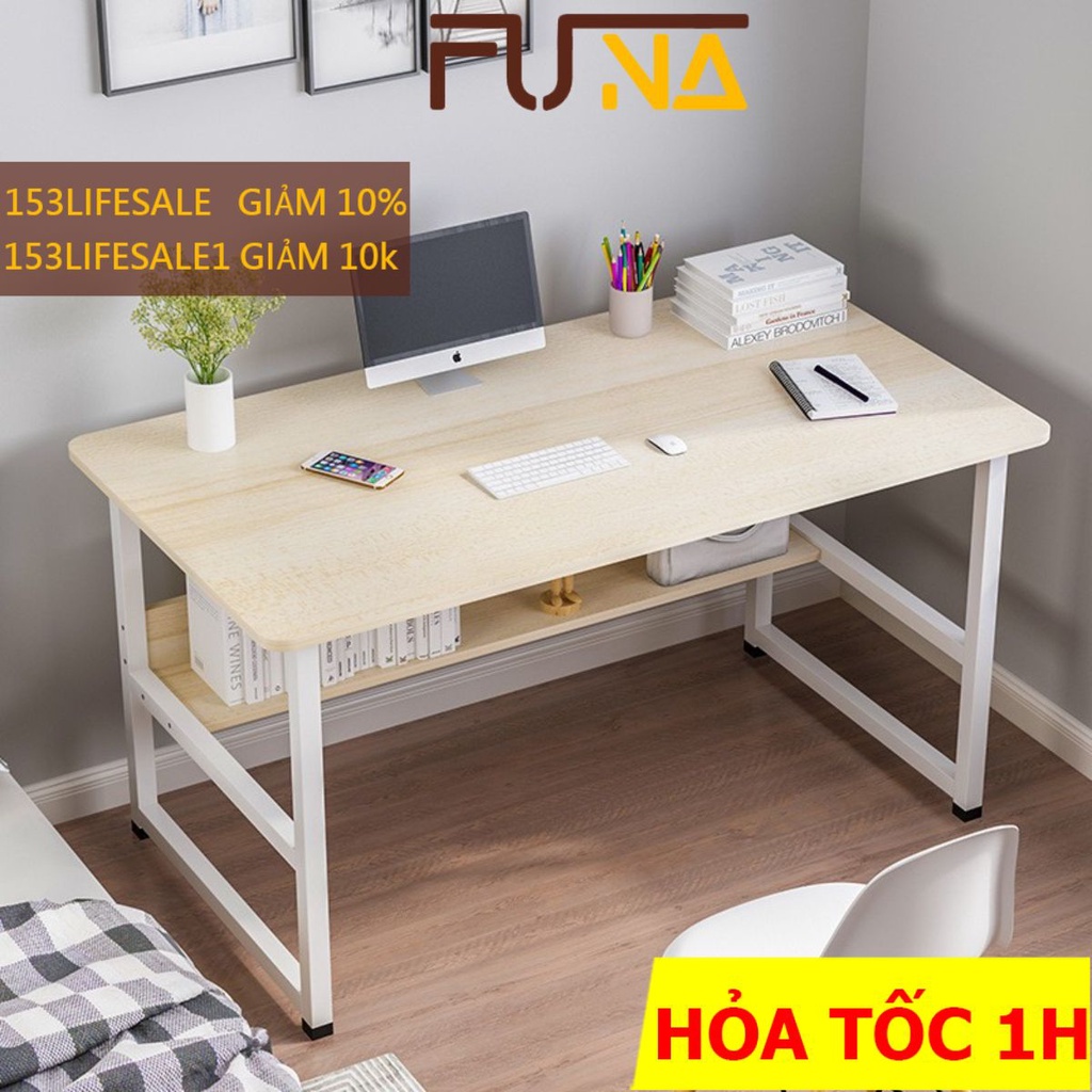 Bàn làm việc, bàn học FUNA thiết kế kiểu Hàn S-Table, T-Table khung thép sơn tĩnh điện, mặt gỗ MDF phủ melamine