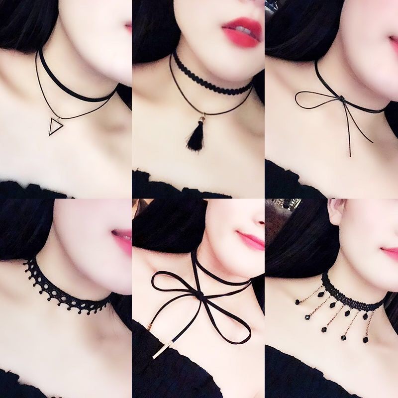 Vòng cổ Ren Đen Mặt Ngôi Sao Phong Cách Hàn Quốc