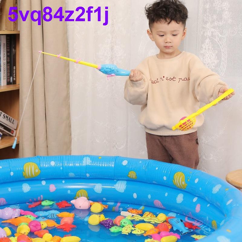Bộ đồ chơi câu cá cho trẻ em, bể bơi hình vuông gia đình trong nước, cần từ tính, trò tương tác giữa cha và con