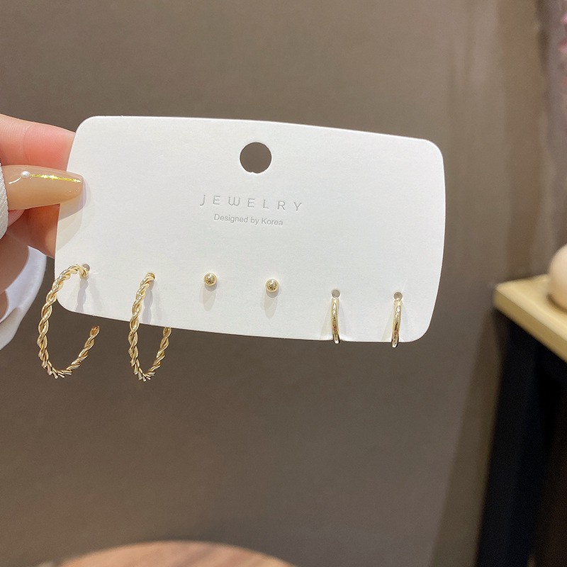 Khuyên tai kim loại chốt xỏ bạc S925 thiết kế đơn giản thời trang dành cho nữ