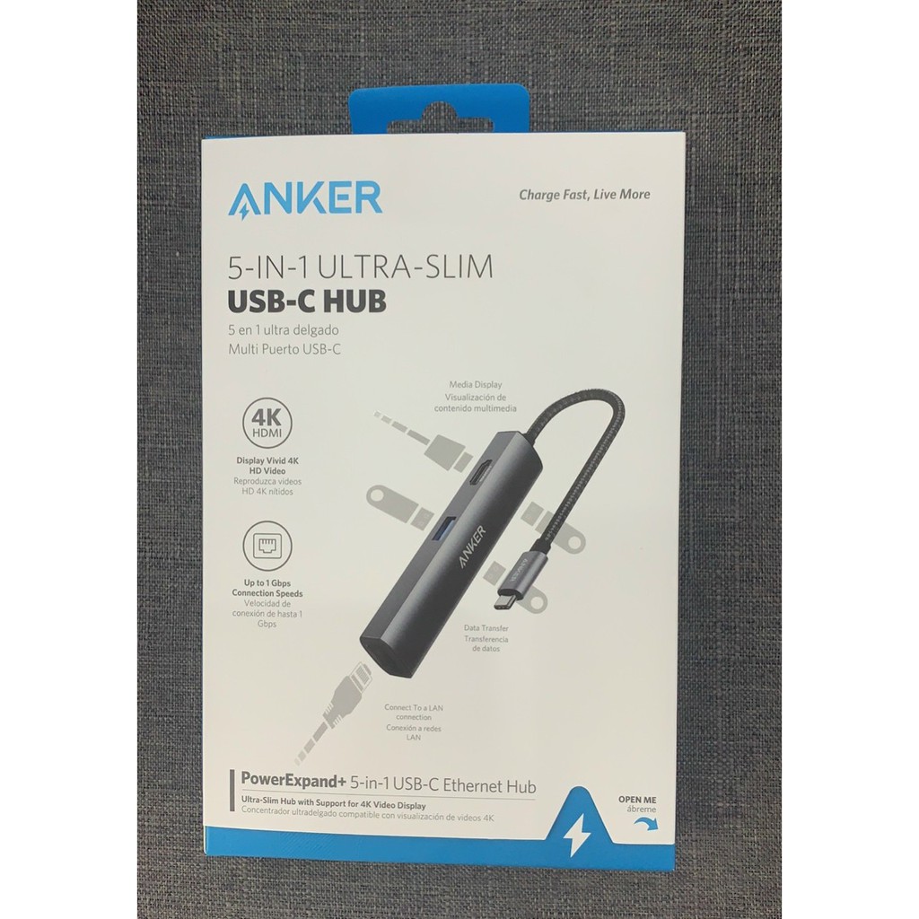 Bộ chuyển đổi cổng Anker Power Expand+ 5 in 1 USB-C Ethernet Hub model A8338