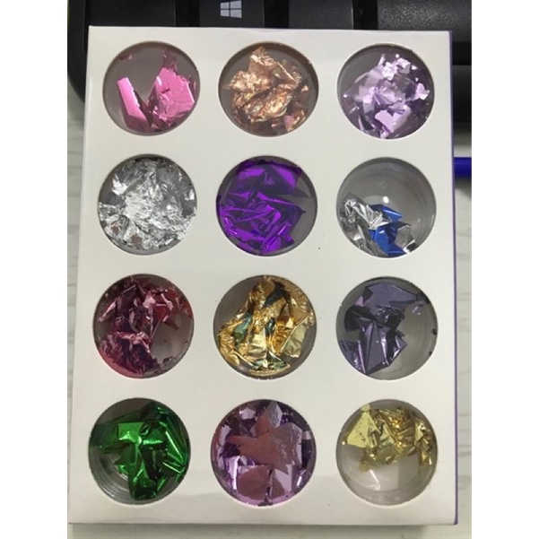 Set 12 giấy bạc mix màu  phụ kiện trang trí cho móng - Sushi nail mi
