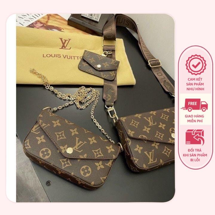 SET TÚI LV 3 CHI TIẾT - HÀNG QUẢNG CHÂU LOẠI 1 LÓT NHUNG BÊN TRONG - VIDEO SHOP TỰ QUAY, ẢNH THẬT CAMERA THƯỜNG