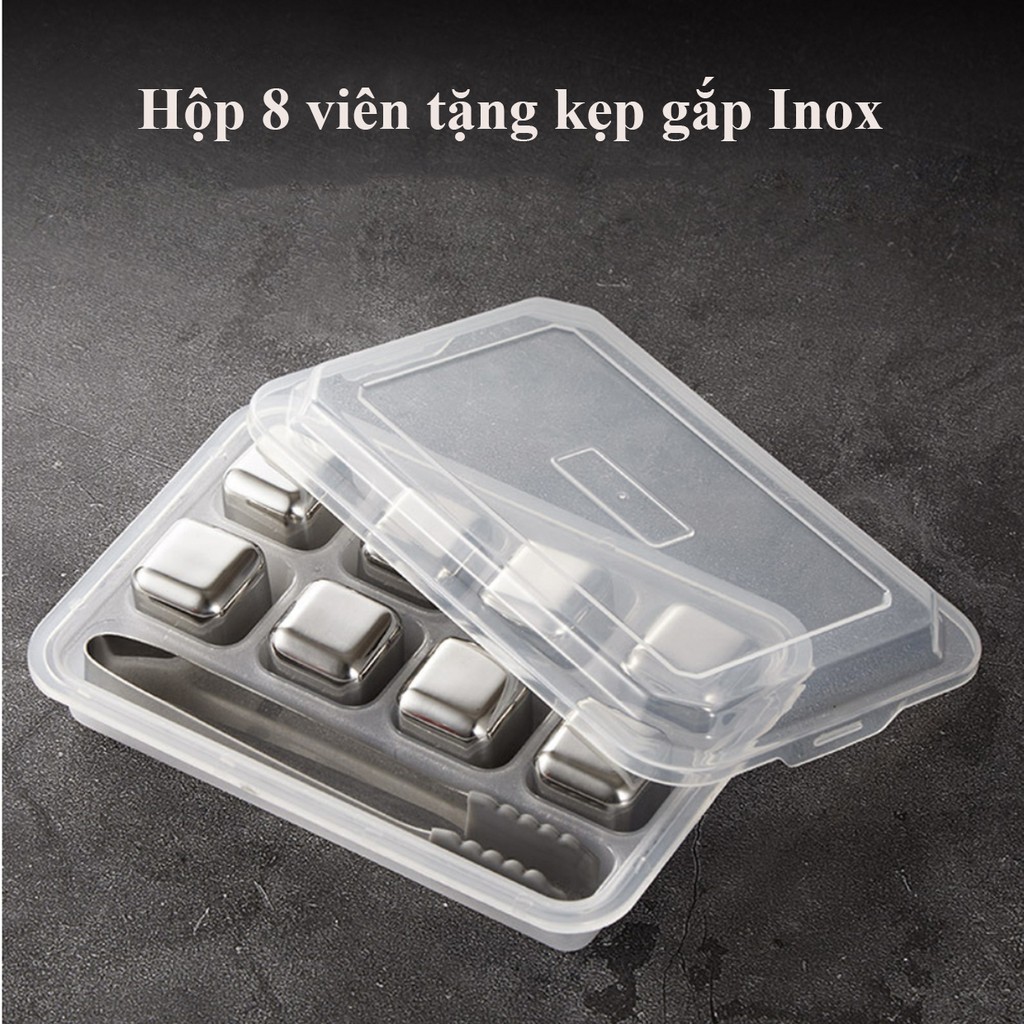 Đá Inox 304 vĩnh cửu không tan an toàn sức khỏe hộp 8 viên tặng kẹp gắp