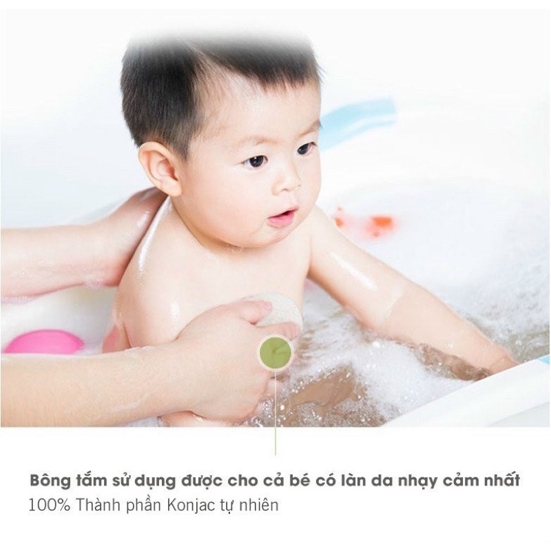 Bông tắm hữu cơ organic cho bé Meebee tạo bọt siêu mềm mại, an toàn/ Bông tắm cao cấp cho bé từ sơ sinh