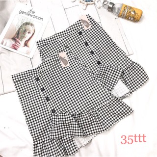 Chân váy đuôi cá caro ảnh thật