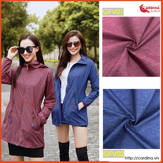 Áo Khoác Gió Nữ Vân Xước 2 Lớp CARDINA Cao Cấp Dáng Dài Cho Nữ - Cản Gió, Chống Nước, Chống Nắng Nhẹ
