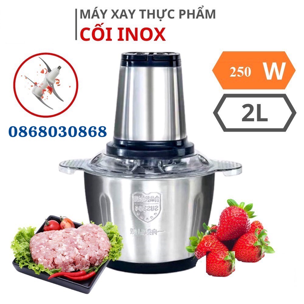 BẢO HÀNH 1 ĐỔI 1 Máy xay thịt, máy xay đa năng, công suất 250W, cối inox304, 4 lưỡi dao sắc bén