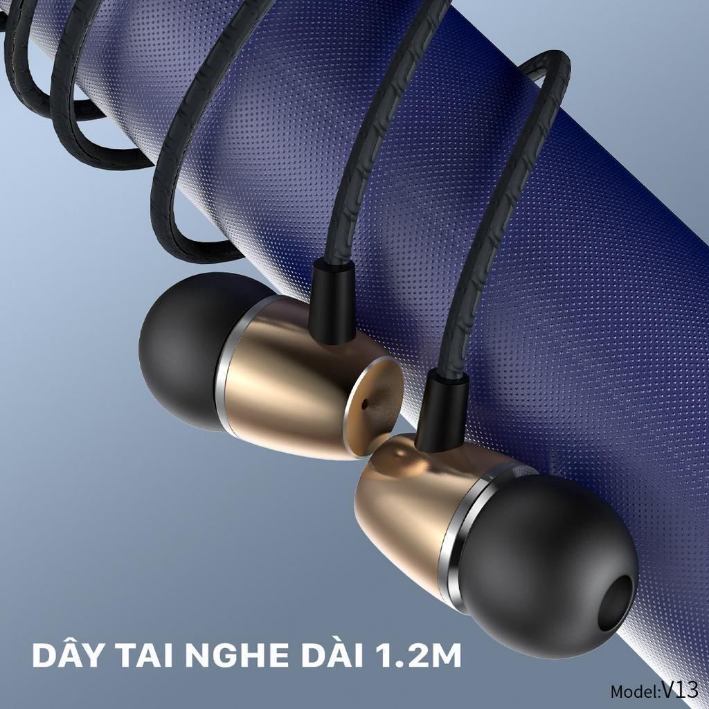 Tai Nghe Sendem V13 Chân 3.5mm Phù Hợp Cho Điện Thoại Android Jack Tròn , Tai Nghe Có Dây Cao Cấp Bass Mạnh V13