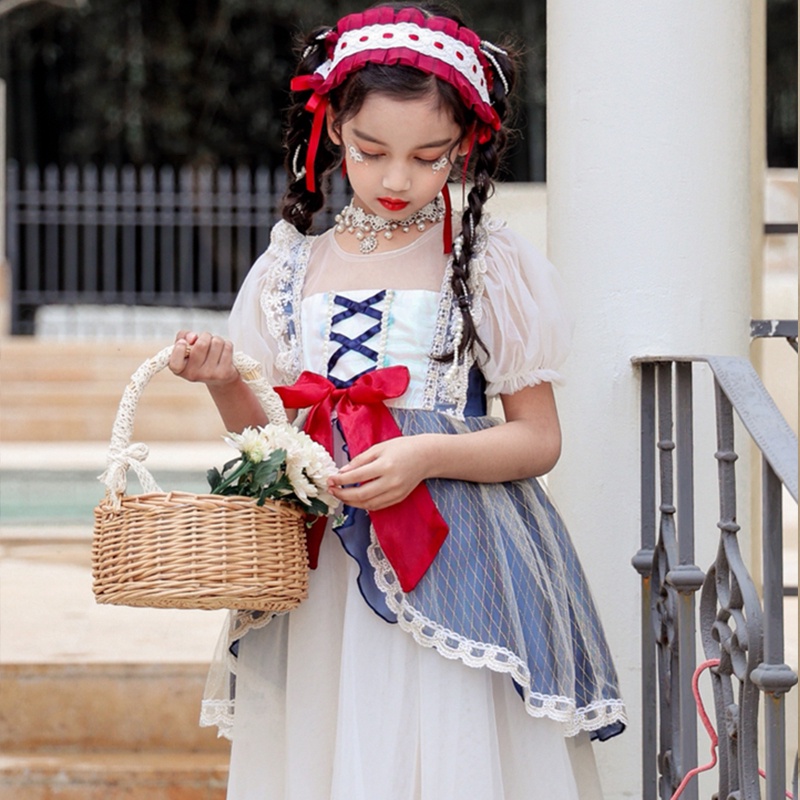 Đầm Công Chúa Lolita Phối Ren Và Nơ Xinh Xắn Cho Bé Gái 4-10 Tuổi