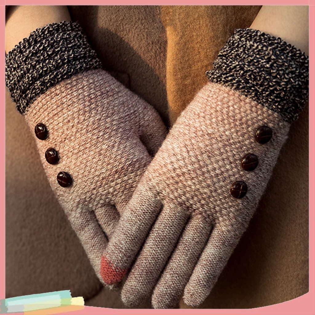 1 Cặp Găng Tay Bảo Vệ Ngón Tay Cảm Ứng Màn Hình Phối Màu Thời Trang Cho Nữ