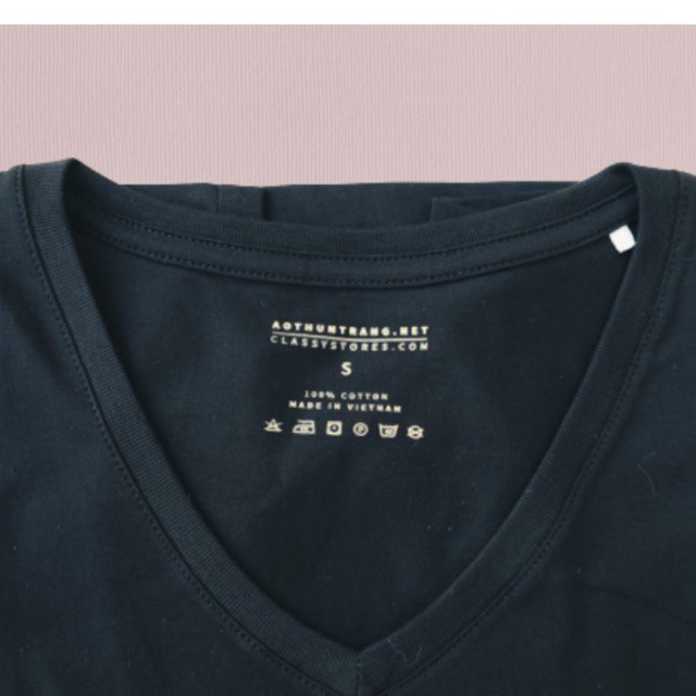 Áo thun Made In Vietnam Cổ TIM MÀU ĐEN Sang-Xin-Mịn, 100% cotton thoáng khí, thấm hút mồ hôi