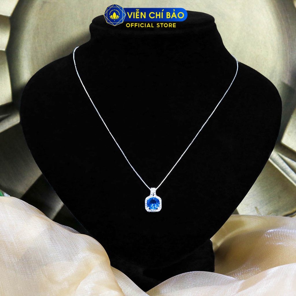 Dây chuyền bạc nữ đá vuông nhiều màu chất liệu bạc 925 thời trang phụ kiện trang sức Viễn Chí Bảo D400779