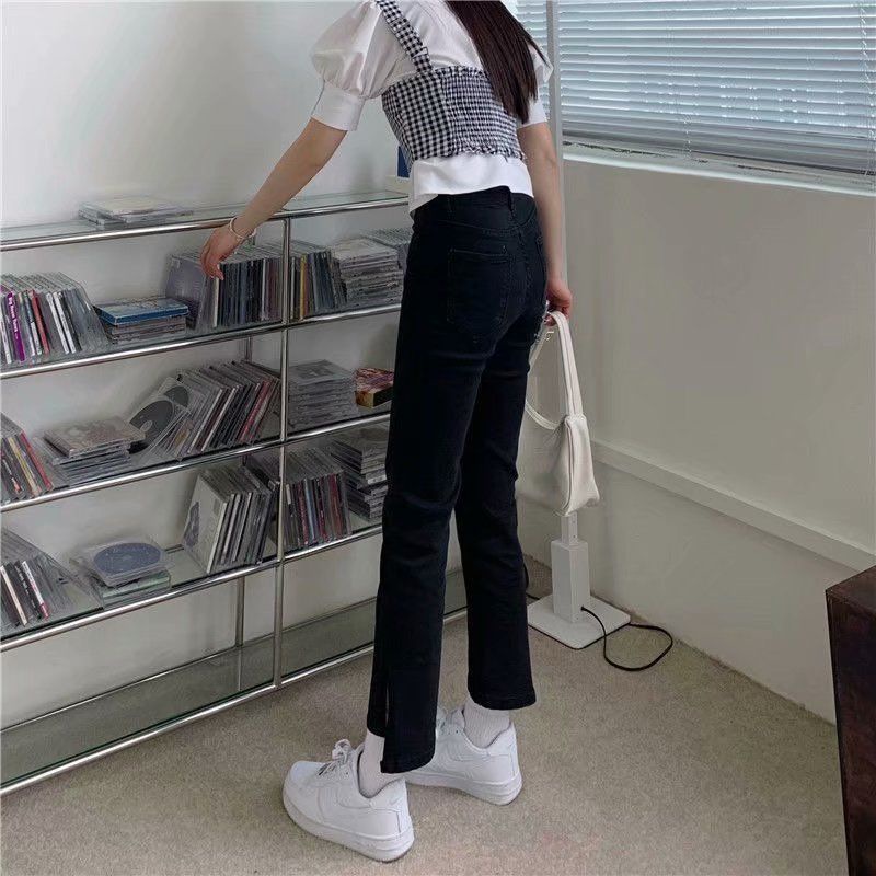 Quần Jeans nữ lưng cao xẻ ống thời trang mới