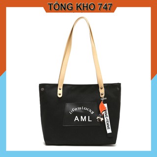 Sỉ Túi tote vải TN823 AML, túi ULZZANG đi học, công sở, đựng vừa A4, tặng kèm móc khóa