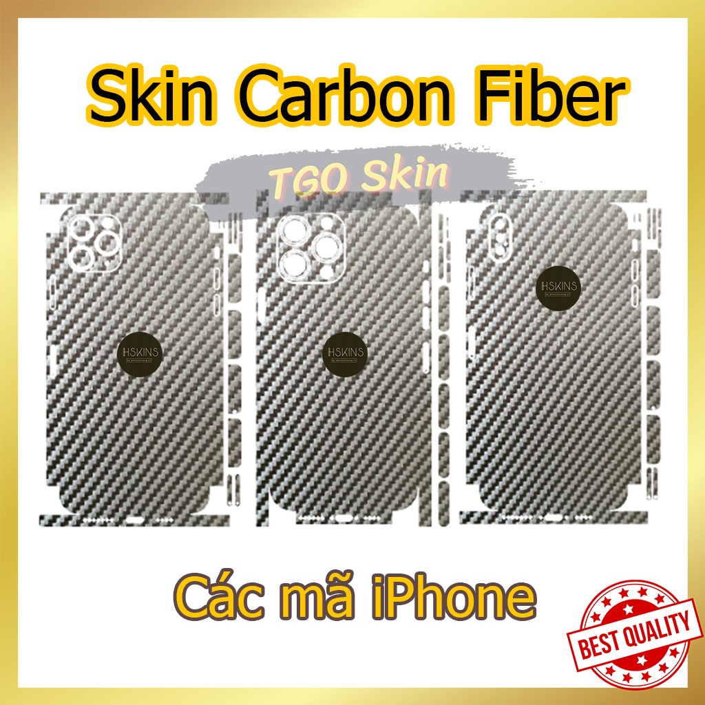 Miếng dán Skin Carbon Fiber iPhone 14 Pro Max / 13 Pro Max / 12 Pro Max / 11 Pro Max / Xs Max  cao cấp