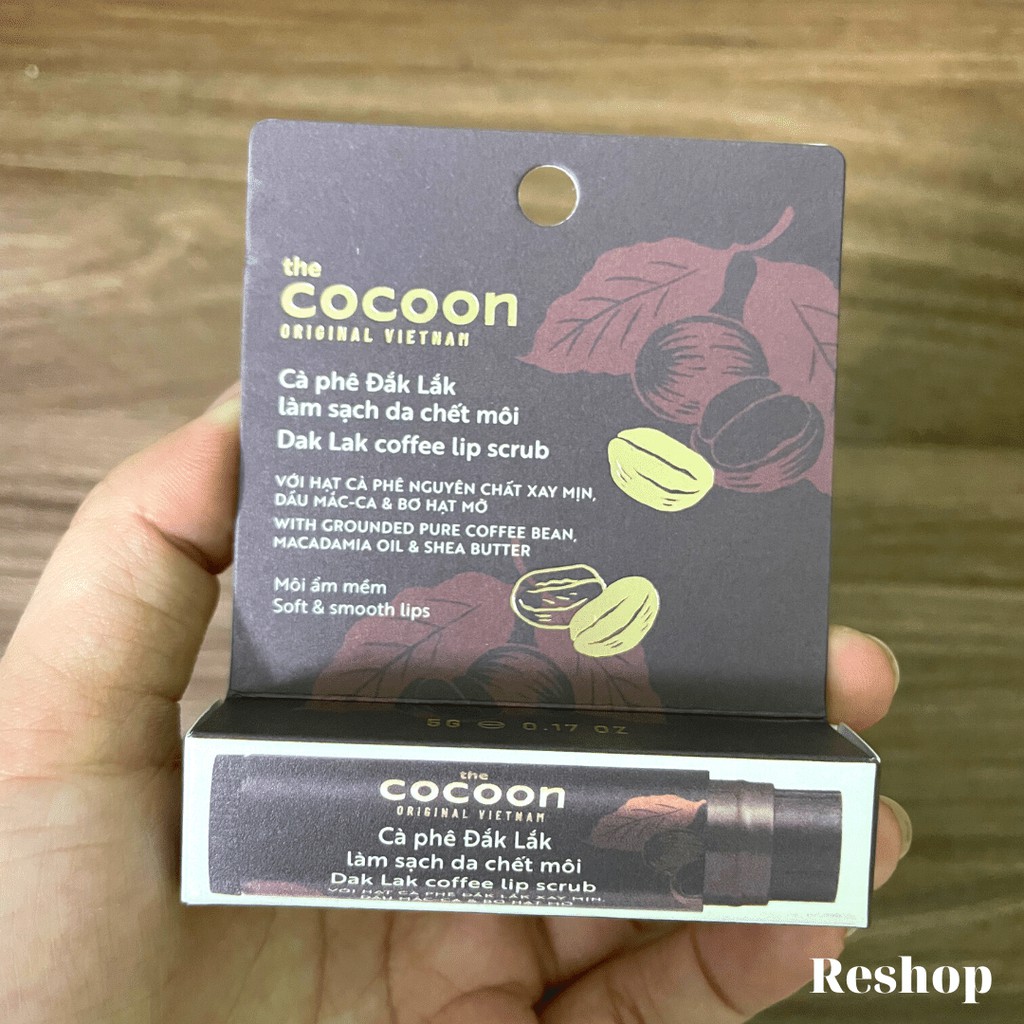 Tẩy da chết môi cà phê Đắk Lắk Cocoon &amp; Son Dưỡng Dầu Dừa Bến Tre Cocoon 5g